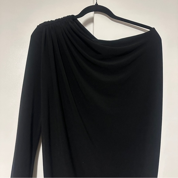 Rachel Zoe Black Jersey One Shoulder Long Sleeve asymmetrical hem Dress Size 4 - Picture 3 of 8